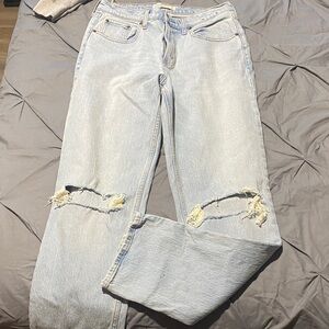 Abercrombie & Fitch Light Wash Distressed Boyfriend Jeans